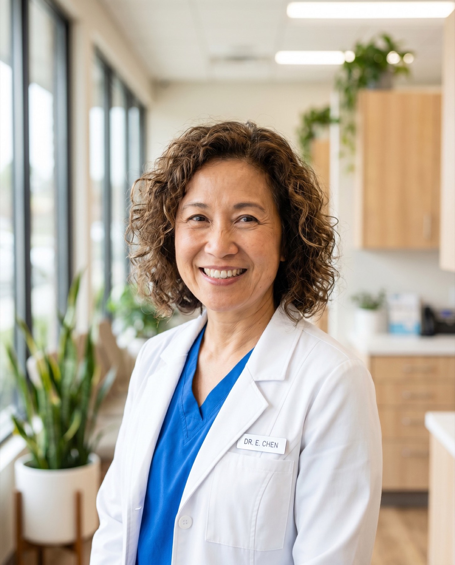 Dr. Elena Marin, lead dentist at Marin Dental Studio, with a warm smile